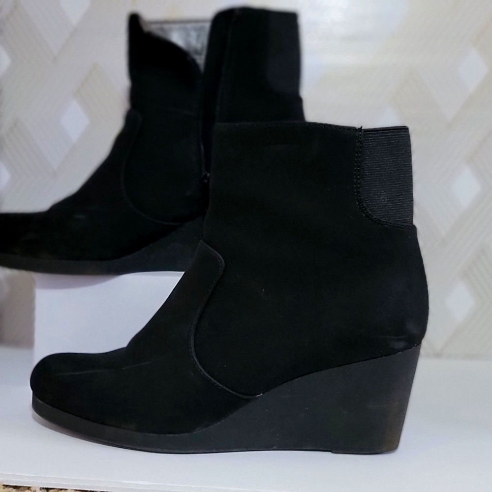 Suede Wedge Ankle Boots